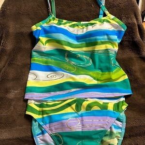 GOTTEX SILVER Vintage Tankini Bikini Swimsuit Sz 10